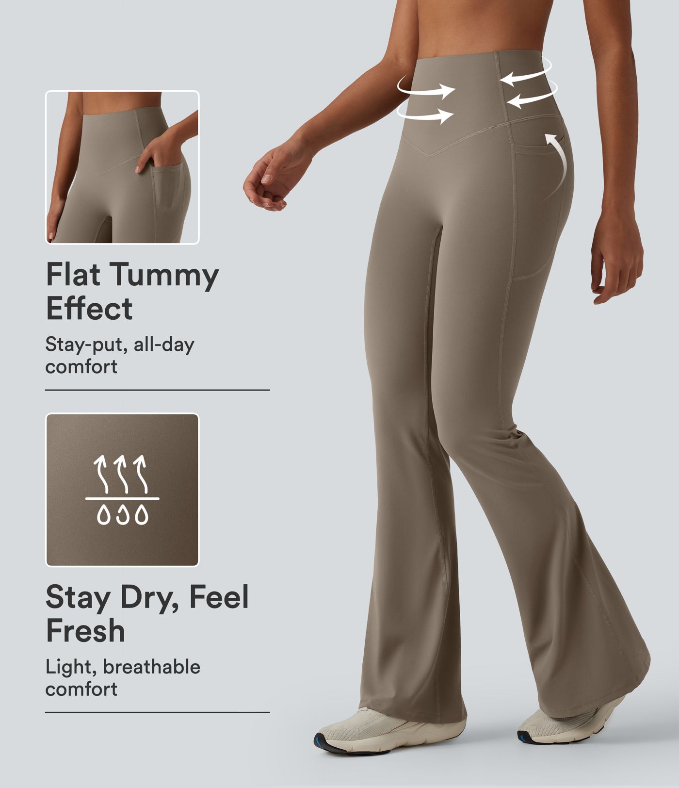 Halara UltraSculpt™ High Waisted Tummy Control Flare Yoga Leggings with Pockets Halara UltraSculpt™ High Waisted Tummy Control Flare Yoga Leggings with Pockets