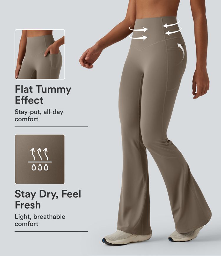 Halara UltraSculpt™ High Waisted Tummy Control Flare Yoga Leggings with Pockets Halara UltraSculpt™ High Waisted Tummy Control Flare Yoga Leggings with Pockets