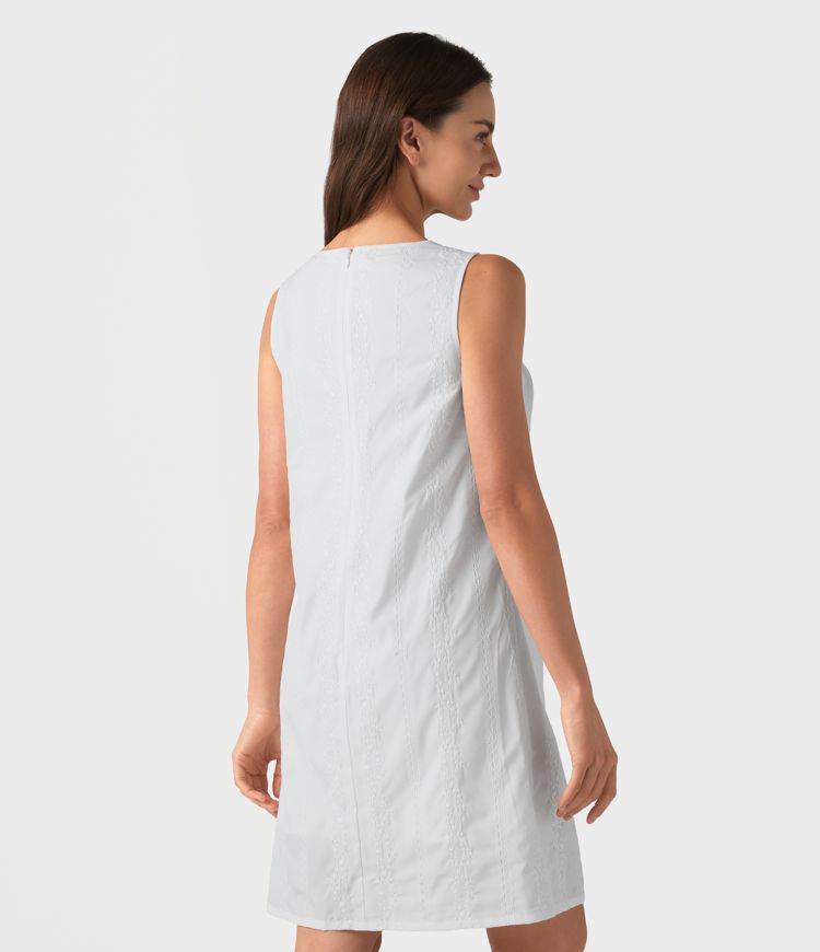 Ärmelloses Minikleid mit U-Ausschnitt und Stickereimuster