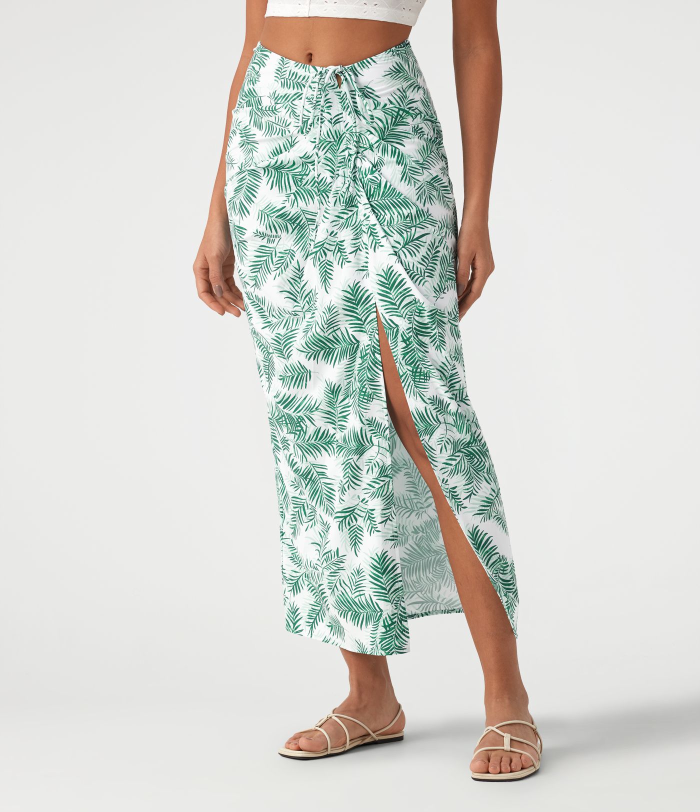 Mid Rise Tie Front Bodycon Ruched Floral/Stripe Print Maxi Skirt Mid Rise Tie Front Bodycon Ruched Floral/Stripe Print Maxi Skirt