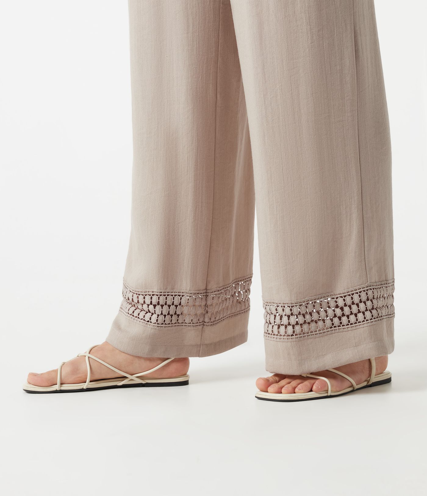 High Waisted Drawstring Casual Linen-Feel Pants with Pockets