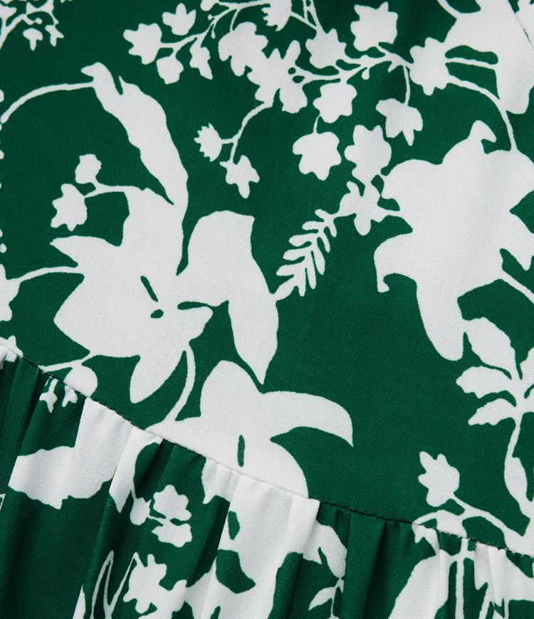 Ärmelloses Maxikleid mit Herzausschnitt, Schnürung und Blumenmuster