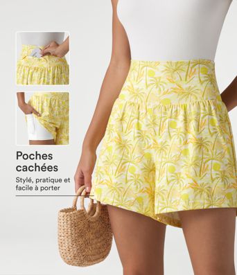 Short hawaïen 2 en 1 taille haute 12,5 cm avec poches