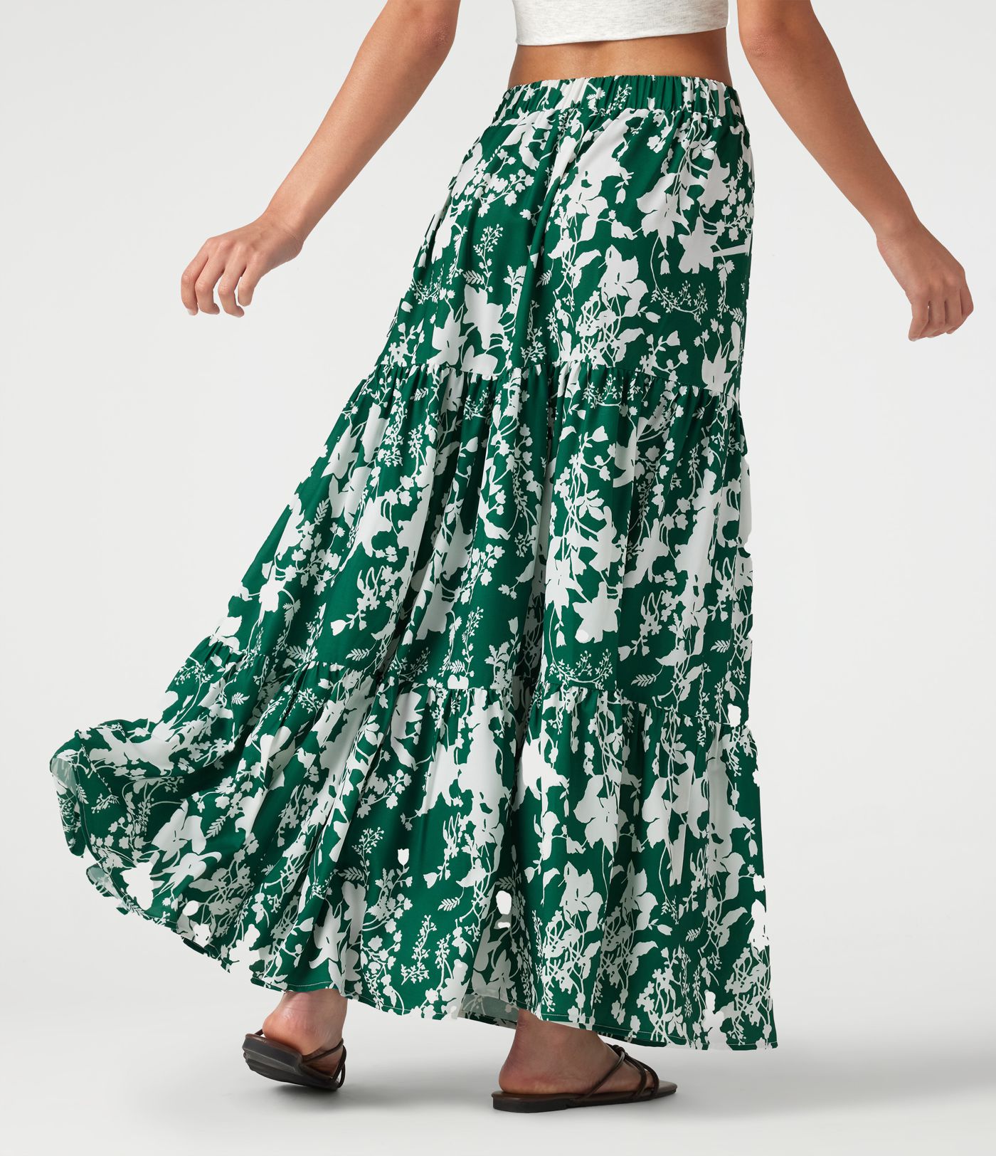 High Waisted Floral Print Tiered Maxi Resort Flowy Skirt High Waisted Floral Print Tiered Maxi Resort Flowy Skirt