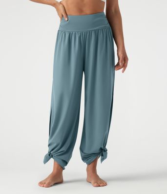 Breezeful™ - Geraffte Urlaubs-Hose mit hohem Bund, Seitentaschen und Schlitz - schnelltrocknend Breezeful™ - Geraffte Urlaubs-Hose mit hohem Bund, Seitentaschen und Schlitz - schnelltrocknend