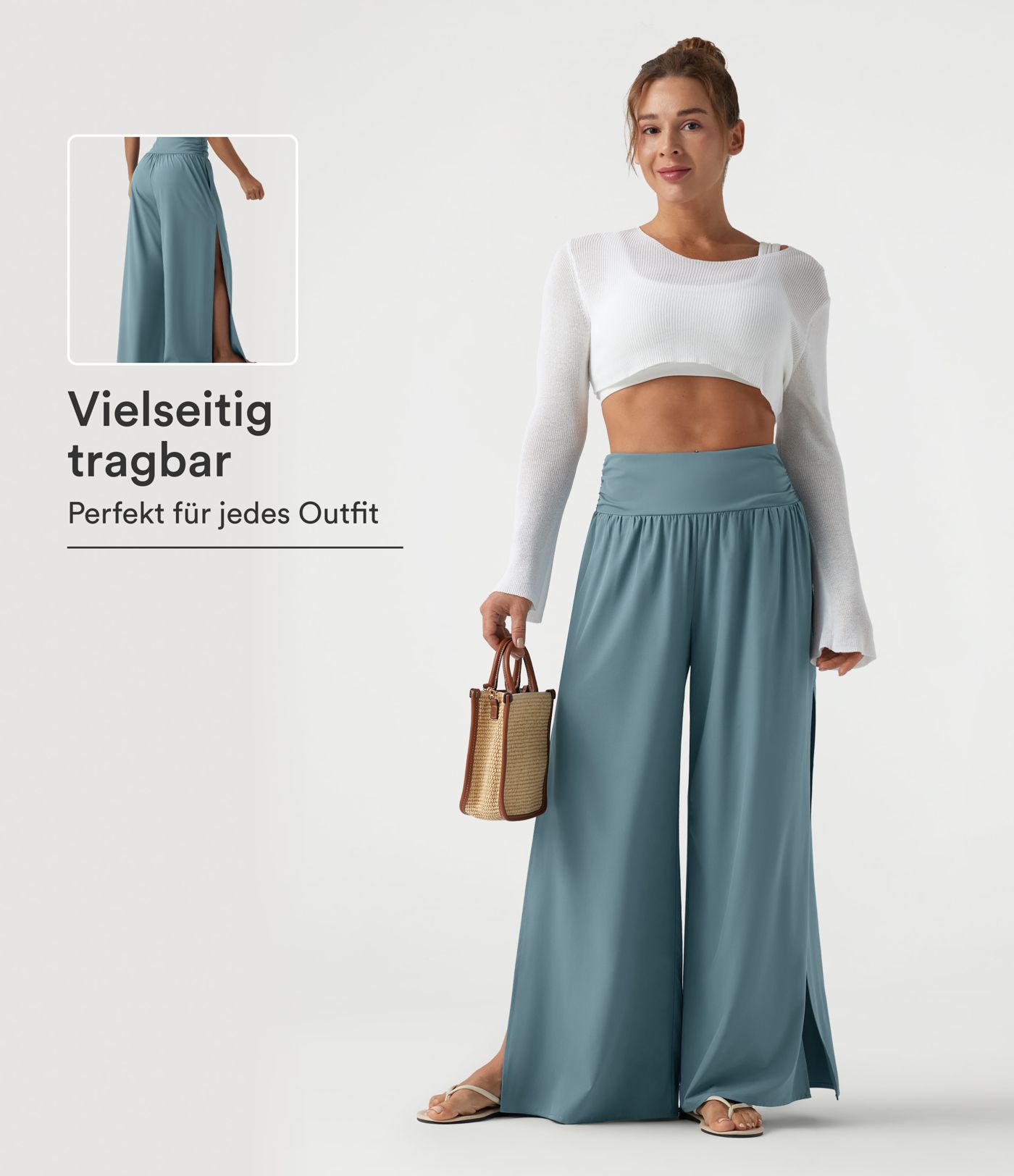 Breezeful™ - Geraffte Urlaubs-Hose mit hohem Bund, Seitentaschen und Schlitz - schnelltrocknend Breezeful™ - Geraffte Urlaubs-Hose mit hohem Bund, Seitentaschen und Schlitz - schnelltrocknend
