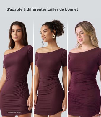 Robe-short mini moulante côtelée asymétrique accès facile Easy Peasy avec coussinets amovibles, poches et bonnets B à E