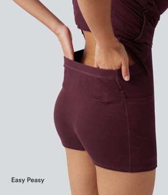 Robe-short mini moulante côtelée asymétrique accès facile Easy Peasy avec coussinets amovibles, poches et bonnets B à E
