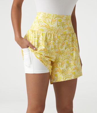 High Waisted 2-in-1 Hawaii Shorts 5'' with Pockets