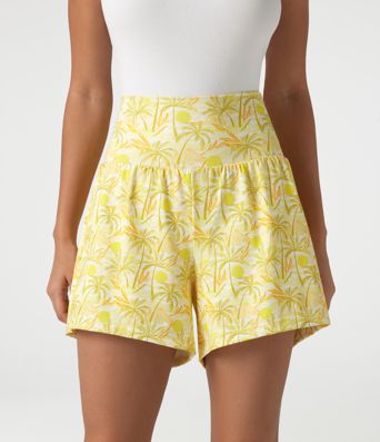 High Waisted 2-in-1 Hawaii Shorts 5'' with Pockets