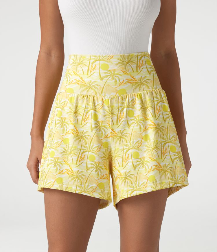 High Waisted 2-in-1 Hawaii Shorts 5'' with Pockets