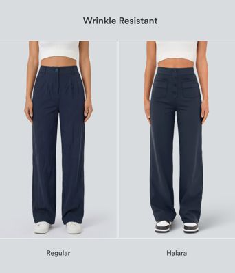 DayStretch High Waisted Pockets Straight Leg Casual Pants DayStretch High Waisted Pockets Straight Leg Casual Pants