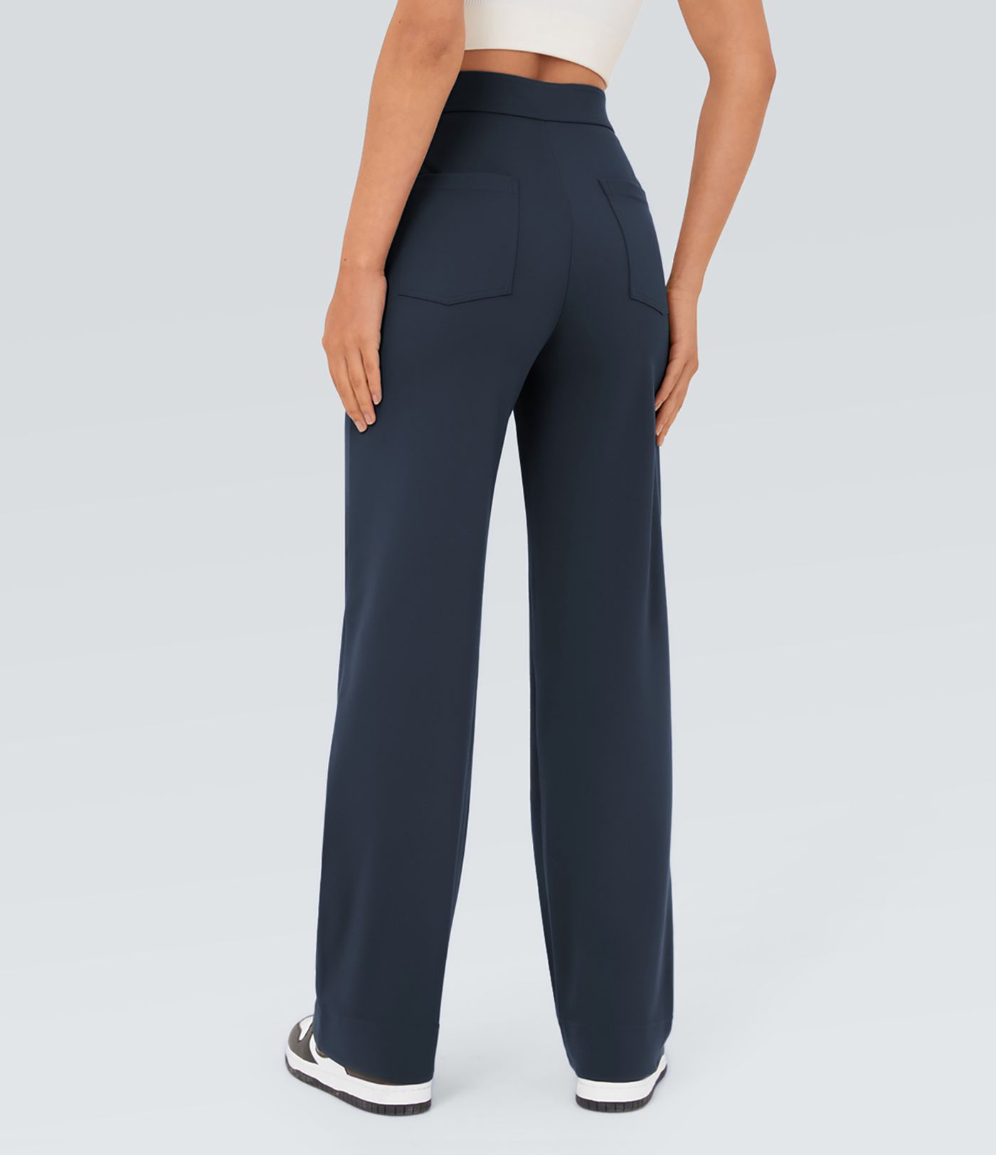 DayStretch High Waisted Pockets Straight Leg Casual Pants DayStretch High Waisted Pockets Straight Leg Casual Pants