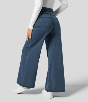 Halara Flex™ jeans de trabajo de talle alto con bolsillos, pierna ancha y corte holgado