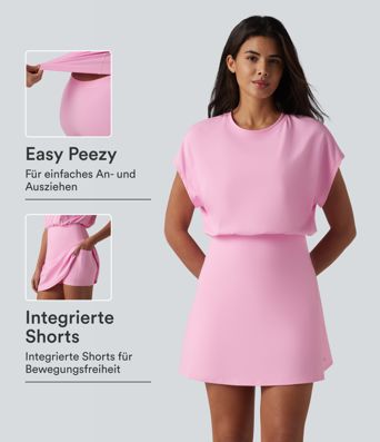 Softlyzero™ Airy - 2-ni-1 Yoga-Minikleid mit Rundhalsausschnitt, Seitentaschen, kurzen Ärmeln und InstantCool - Easy Peezy Edition Softlyzero™ Airy - 2-ni-1 Yoga-Minikleid mit Rundhalsausschnitt, Seitentaschen, kurzen Ärmeln und InstantCool - Easy Peezy Edition