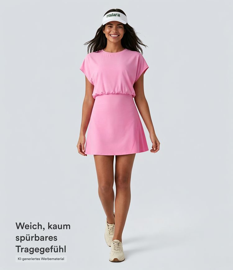 Softlyzero™ Airy - 2-ni-1 Yoga-Minikleid mit Rundhalsausschnitt, Seitentaschen, kurzen Ärmeln und InstantCool - Easy Peezy Edition Softlyzero™ Airy - 2-ni-1 Yoga-Minikleid mit Rundhalsausschnitt, Seitentaschen, kurzen Ärmeln und InstantCool - Easy Peezy Edition