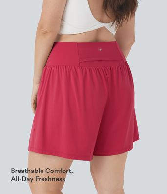 SoftlyZero™ Airy Super High Waisted 2-in-1 InstantCool Yoga Plus Size Shorts 7" with Pockets SoftlyZero™ Airy Super High Waisted 2-in-1 InstantCool Yoga Plus Size Shorts 7" with Pockets