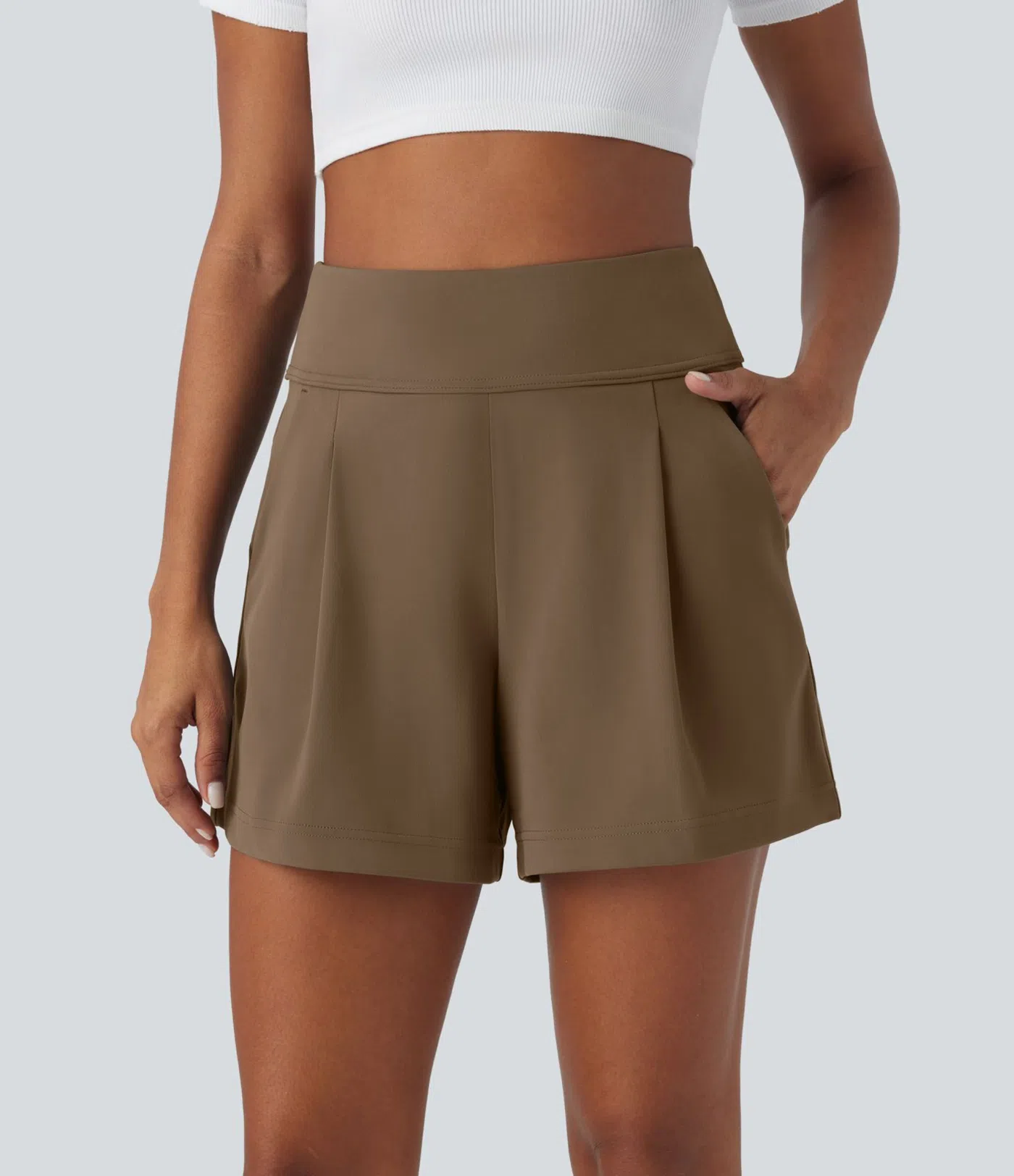 DayStretch High Waisted Work Baggy Shorts 4'' with Pockets