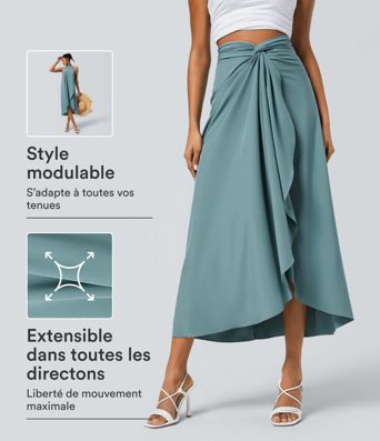 Jupe fluide de Vacances Breezeful™ Séchage Rapide Taille Haute Dos Noué Torsadé Jupe fluide de Vacances Breezeful™ Séchage Rapide Taille Haute Dos Noué Torsadé