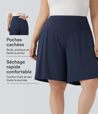 Bermuda de yoga grande taille SoftlyZero™ Airy taille haute effet frais InstantCool avec poches Bermuda de yoga grande taille SoftlyZero™ Airy taille haute effet frais InstantCool avec poches