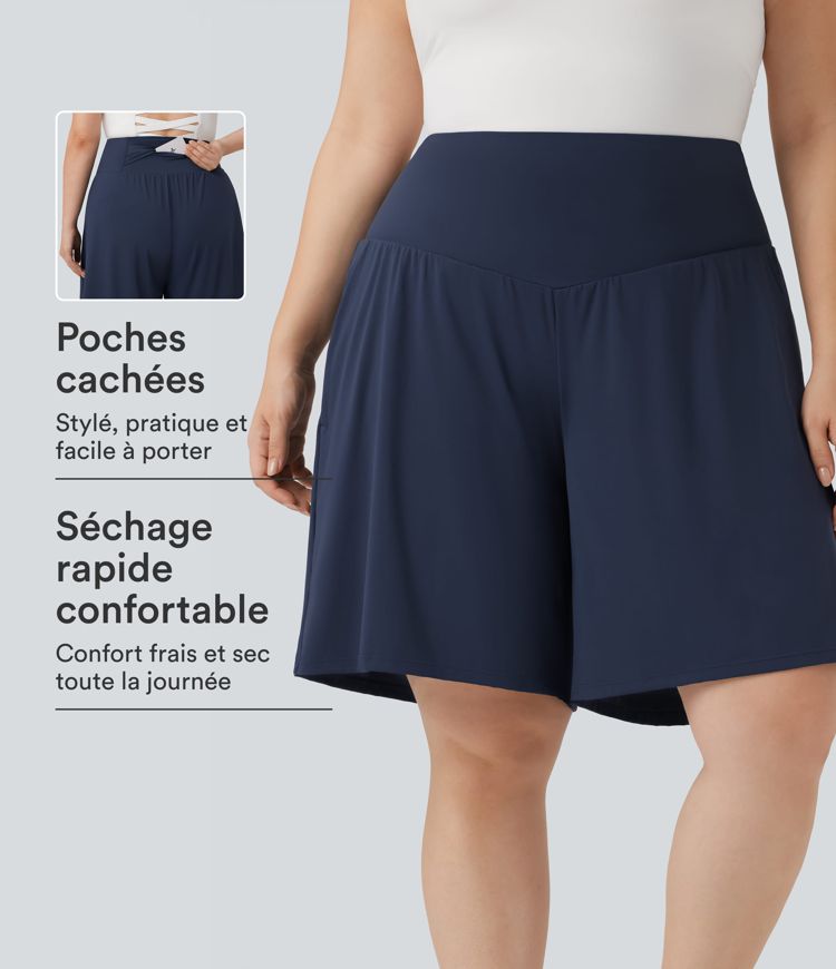 Bermuda de yoga grande taille SoftlyZero™ Airy taille haute effet frais InstantCool avec poches Bermuda de yoga grande taille SoftlyZero™ Airy taille haute effet frais InstantCool avec poches