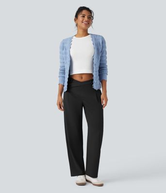 Halara Flex™ DayStretch Asymmetric Mid Rise Barrel Leg Work Pants with Pockets