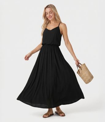 Maxi Flowy Slip Dress with Pockets