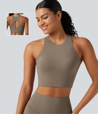 Lauf-Sport-BH mit niedrigem Support, Rundhalsausschnitt, Cut-Outs und InstantCool - schnelltrocknend, UPF50+ Lauf-Sport-BH mit niedrigem Support, Rundhalsausschnitt, Cut-Outs und InstantCool - schnelltrocknend, UPF50+