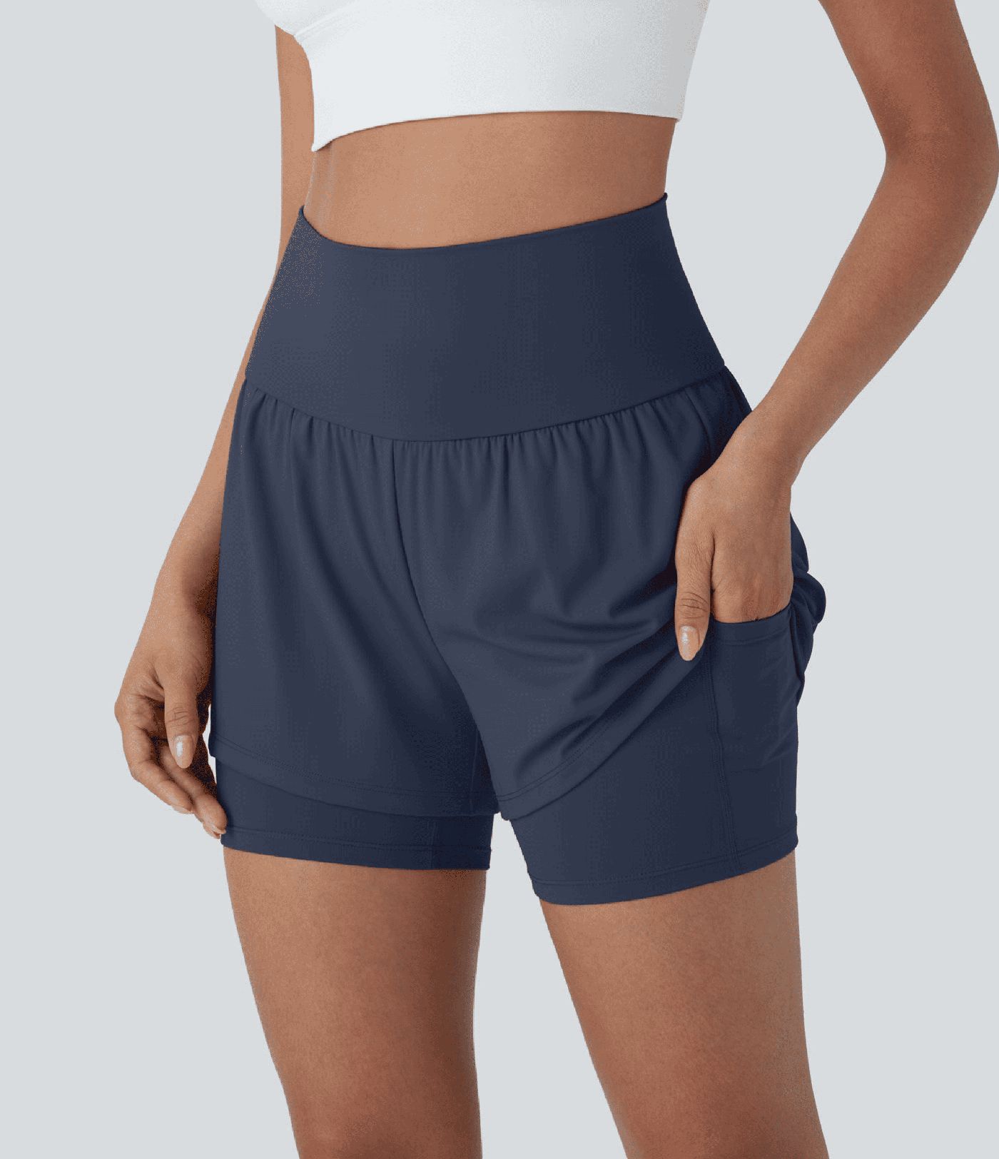 SoftlyZero™ Airy Super High Waisted 2-in-1 InstantCool Yoga Shorts 5'' with Pockets