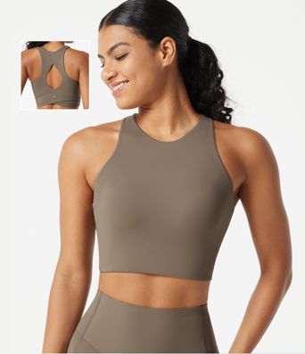 Brassière de running à maintien léger, col rond, soutien-gorge intégré avec découpes