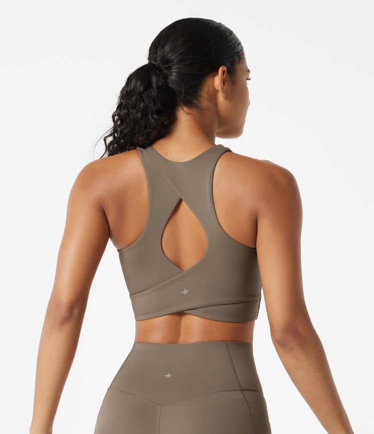 Brassière de running à maintien léger, col rond, soutien-gorge intégré avec découpes