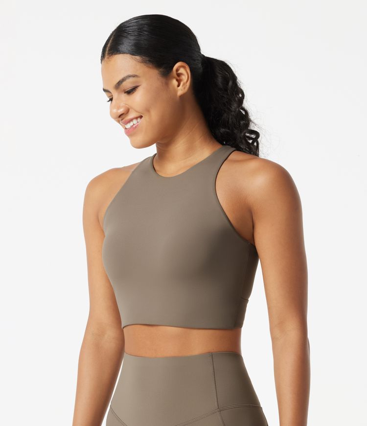 Brassière de running à maintien léger, col rond, soutien-gorge intégré avec découpes