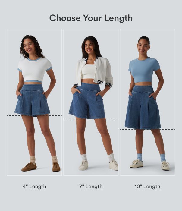 Halara Flex™ High Waisted Denim Casual Baggy Shorts 4'' with Pockets