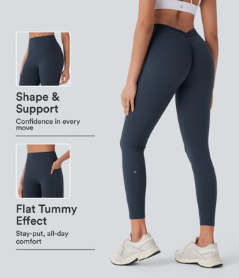 Halara UltraSculpt™ - Formende, geraffte Yoga-Leggings mit hohem Bund, Seitentaschen und Bauchkontrolle - Po-Lifting Halara UltraSculpt™ - Formende, geraffte Yoga-Leggings mit hohem Bund, Seitentaschen und Bauchkontrolle - Po-Lifting