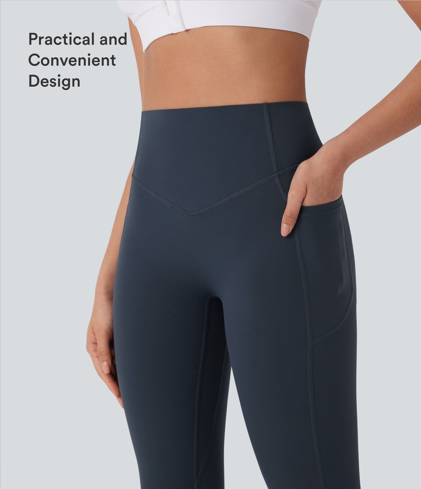 Halara UltraSculpt™ yogaleggings med høj talje, mavekontrol, bagdelsløft, rynkede detaljer, lommer og formende pasform