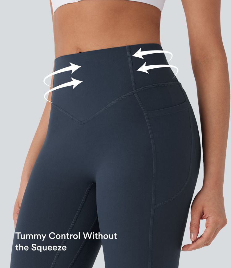 Halara UltraSculpt™ yogaleggings med høj talje, mavekontrol, bagdelsløft, rynkede detaljer, lommer og formende pasform