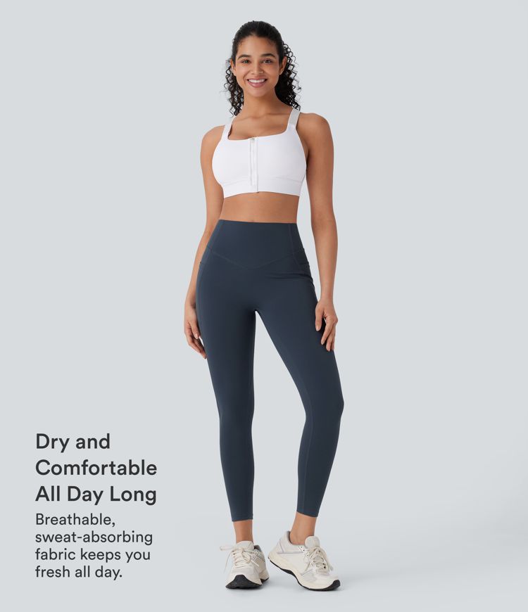Halara UltraSculpt™ yogaleggings med høj talje, mavekontrol, bagdelsløft, rynkede detaljer, lommer og formende pasform