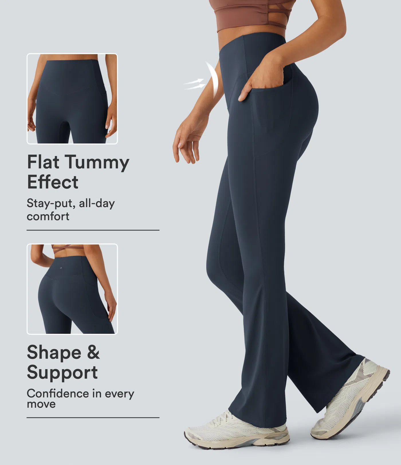 Halara UltraSculpt™ High Waisted Tummy Control Pocket Shaping Yoga Bootcut Leggings