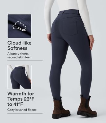 SoftlyZero™ Plush Thermal High Waisted Casual 7/8 Leggings with Pockets SoftlyZero™ Plush Thermal High Waisted Casual 7/8 Leggings with Pockets