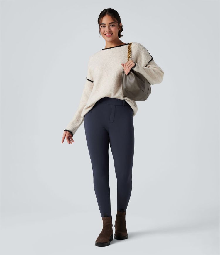 SoftlyZero™ Plush Thermal High Waisted Casual 7/8 Leggings with Pockets SoftlyZero™ Plush Thermal High Waisted Casual 7/8 Leggings with Pockets