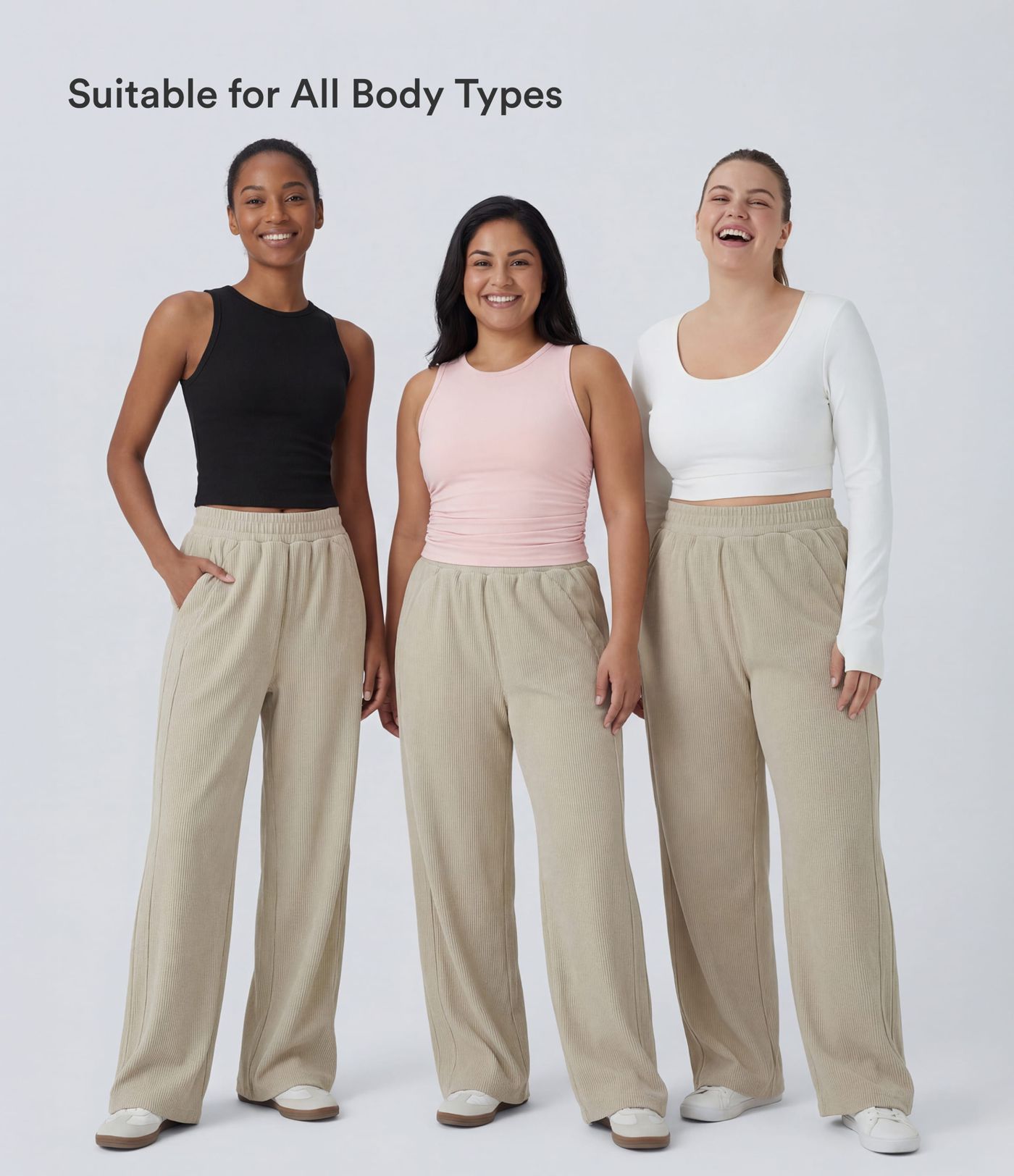 High Waisted Pocket Straight Leg Baggy Mop Corduroy Casual Pants