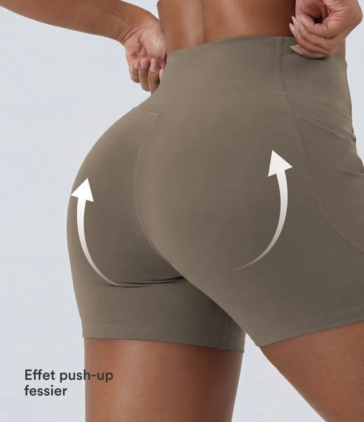 Dawn Brown Halara UltraSculpt™ Biker-Shorts mit hoher Taille, bauchformend (Tummy Control), mit Seitentasche für Training, 5'' / 2