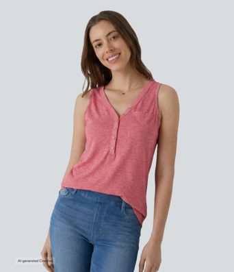 Blusa Casual Decorativa sem Mangas com Decote em V