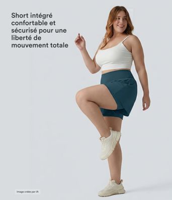 Short Yoga 10cm Plus Longue Taille Ultra Haute 2 en 1 Poche Arrière Poche Cachée Latérale Grande Taille Short Yoga 10cm Plus Longue Taille Ultra Haute 2 en 1 Poche Arrière Poche Cachée Latérale Grande Taille