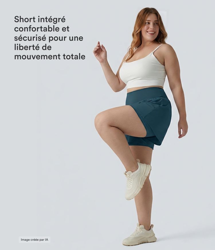 Short Yoga 10cm Plus Longue Taille Ultra Haute 2 en 1 Poche Arrière Poche Cachée Latérale Grande Taille Short Yoga 10cm Plus Longue Taille Ultra Haute 2 en 1 Poche Arrière Poche Cachée Latérale Grande Taille