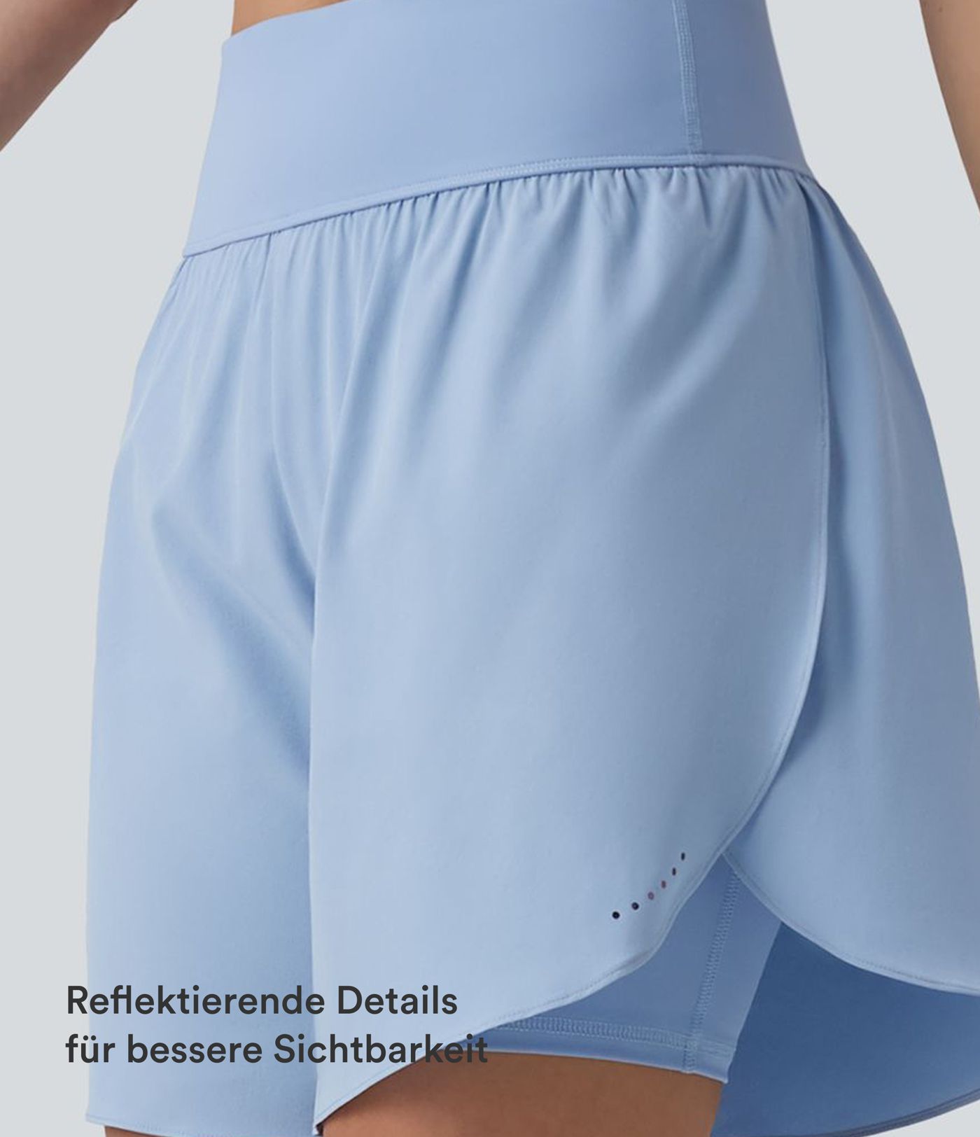 SoftlyZero™ - 2-in-1 Lauf-Shorts mit hohem Bund, Seitentaschen, Bauchkontrolle, reflektierenden Punkten und überkreuztem Saum - schnelltrocknend, 17,8 cm