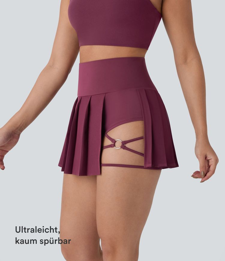 Breezeful™ Hoch taillierter, plissierter 2-in-1-Mini-Tanzrock mit Seiten- und Gesäßtasche, asymmetrischem Saum und schnelltrocknendem Schnitt Breezeful™ Hoch taillierter, plissierter 2-in-1-Mini-Tanzrock mit Seiten- und Gesäßtasche, asymmetrischem Saum und schnelltrocknendem Schnitt