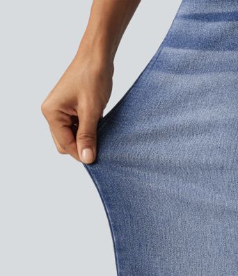 High Waisted Straight Leg Casual Jeans with Pockets High Waisted Straight Leg Casual Jeans with Pockets