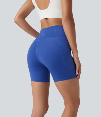 SoftlyZero™ - Yoga-Biker-Shorts mit hohem Crossover-Bund und Seitentaschen - 12,7 cm, UPF50+ SoftlyZero™ - Yoga-Biker-Shorts mit hohem Crossover-Bund und Seitentaschen - 12,7 cm, UPF50+