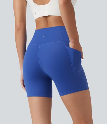 SoftlyZero™ - Yoga-Biker-Shorts mit hohem Crossover-Bund und Seitentaschen - 12,7 cm, UPF50+ SoftlyZero™ - Yoga-Biker-Shorts mit hohem Crossover-Bund und Seitentaschen - 12,7 cm, UPF50+